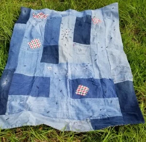 Reversible Picnic Blanket Ants Upcycle Repurposed Handmade - Picture 1 of 8