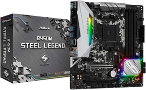 B450M STEEL LEGEND Socket AM4/ AMD Promontory B450/ DDR4/ Quad Crossfirex/ SATA3 - Picture 1 of 9