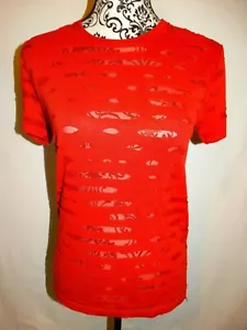 GIRLS 7EVEN SOULS SHORT SLEEVE RED SHEER CUT STYLE BLOUSE SIZE LARGE 14 - 16 - Picture 1 of 11