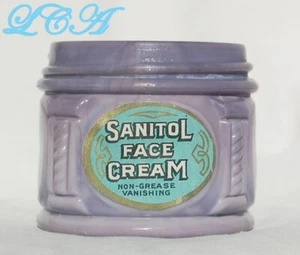 SANITOL FACE CREAM purple OPAQUE MILK GLASS jar DATED 1906 RARE & BEAUTIFUL - Picture 1 of 2