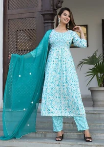 Naira Cut Rayon Kurti with Palazzo Set Indian Wear Festive Dress for Women - Picture 1 of 7