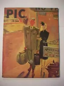 VINTAGE "PIC" MENS MAGAZINE PINUP GIRL WAR WWII PHOTO PICTURE ARTICLES ORIG 1946 - Foto 1 di 9