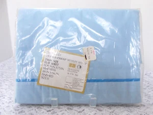 Solid Color Perma-Prest Blue Muslin Flat Sheet Twin Size - Picture 1 of 4