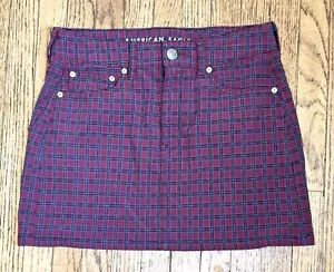 Minigonna vintage American Eagle rossa a quadri 6 8 Y2K emo grunge accademia punk - Foto 1 di 9