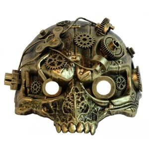 Steampunk Terminator Skull Cap Halloween Costume Masquerade Mask [Gold] - Picture 1 of 1