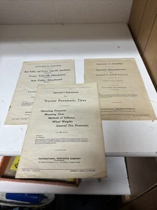 Lot 3 1940 International Harvester Attachments Tire Farmall A B Tractor Manuals - Picture 1 of 16