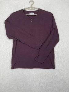 Vestige Shirt Men's Cotton Long Sleeve Casual Henley Pullover Maroon X-Large - Picture 1 of 7