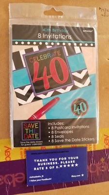 INVITACIONES DE CUMPLEAÑOS OVER THE HILL Party Continues 40 (8) ~ Tarjetas de suministros Foto 1 de 2