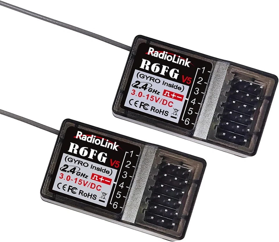 Radiolink R6fg Gyro Receiver 2 Pack 6 Channel Fhss 400M Range For Rc Cars Boats