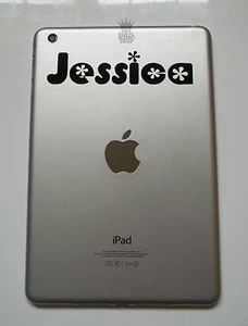 iPad Mini Personalised Custom Name Sticker Vinyl Decal Flower Kids tablet childs - Picture 1 of 7