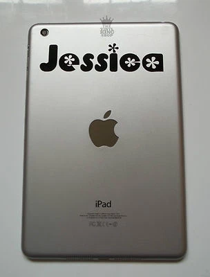 iPad Mini Personalised Custom Name Sticker Vinyl Decal Flower Kids tablet childs - Image 1 of 4