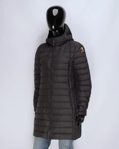 Womens PARAJUMPERS Super Lightweight Down Long Hood Puffer Black Jacket Size M - Picture 1 of 24
