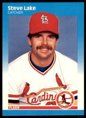 1987 Fleer Glossy Steve Lake . St. Louis Cardinals #300 - Image 1 of 2
