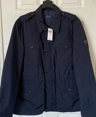 $248 NUEVO CON ETIQUETAS Para Hombres Polo Ralph Lauren Logo Utilitario Forrado Militar Cremallera Completa Chaqueta Foto 1 de 4