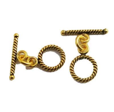 16 Set 10X18mm Bali Toggle Clasp Antique Gold Plated Jewelry Making 569 cn-115 - Image 1 of 3