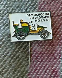 Oldtimer Poland cars, auto car, Samochodem po Drogach Polski, antique pin, badge - Foto 1 di 2