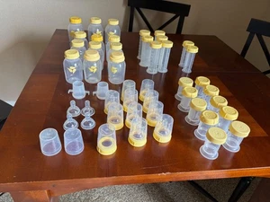 Medela Baby Bottles, Nipples, Collars, Lids, Collection Bottles ~ 70 Pieces - Picture 1 of 6