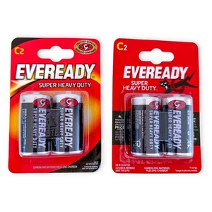 2 Pack 4 C2 Super Heavy Duty Batteries C-R14 1.5v Leak Resistant Longer Lasting - Picture 1 of 2