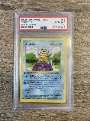 Pokemon Squirtle Base Set SHADOWLESS 1st Edition #63 PSA 10 Gem Mint - Image 1 of 2