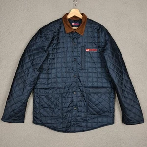 Red Bull Jacket Mens Size XL Distribution Quilted Puffer Navy Blue Plaid Lining - Picture 1 of 10