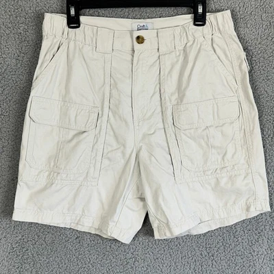 Croft Barrow Shorts Cargo Men 32 Beige Stretch Waist Pocket Hiking Safari Cotton - Image 1 of 4