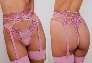 NUOVO! FOR LOVE & LEMONS Cintura giarrettiera in pizzo rosa Grace! Taglia M - Foto 1 di 4