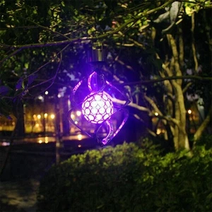 Outdoor Solar Powered LED Colour Changing Spiral Lamp Garden Hanging Light Decor - Picture 1 of 5