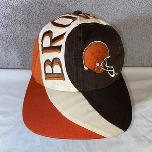 Cleveland Browns NFL Snapback Hat Eastport Script Helmet Logo Colorblock OSFA - Picture 1 of 9