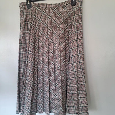 1960s Vintage Haymaker Plaid Polyester Pleated Skirt Womens Size 12 Green Red - Image 1 of 4