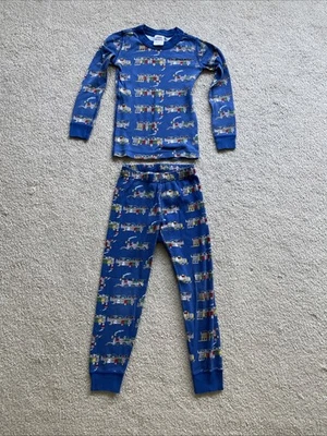 HANNA ANDERSSON ORGANIC COTTON  TRAINS  LONG JOHNS PAJAMAS  110   5 - Image 1 of 4