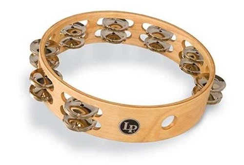 Pandereta doble fila de percusión latina LP380B, jingles de aleación de níquel plata de 10" Foto 1 de 1