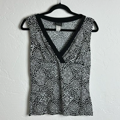 JKLA California Sleeveless Black and White Casual Office Slinky Top Medium - Image 1 of 4