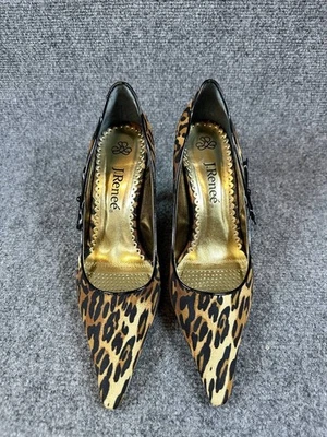 J.Renee Alison Leopard Print Heels Black Brown Size 9M with Box Pre-Owned - Image 1 of 4