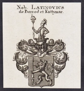 Latinovics de Borsod et Kattymar Wappen coat of arms Adel Kupferstich 1820 - Bild 1 von 1