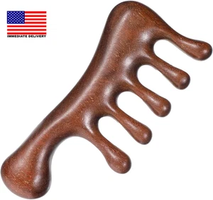 Holz Kopfhaut Massage Werkzeug, Loc Kamm Sandelholz Gua Sha breite Zahn Haarbürste Nat - Bild 1 von 7