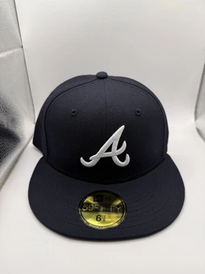 New Era 59Fifty Atlanta Braves Navy Blue/White Fitted Hat Size 6 7/8 - Image 1 of 4