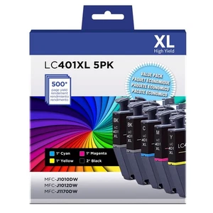 LC401XL Ink Cartridges Combo 5 Pack Compatible for Brother LC401 High Yield W... - Picture 1 of 6