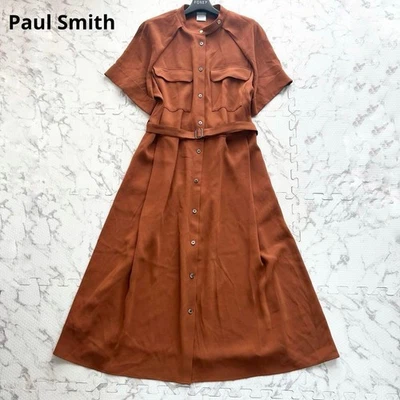 Paul Smith Color Sólido Espalda Vestido de Satén 46 (L) Marrón Auténtico - Imagen 1 de 4