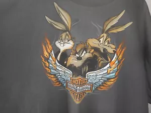 Camiseta Bugs Taz Wile Harley Davidson 2013 3XL gris Hanes Beefy Dubuque Ia - Imagen 1 de 13