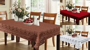Table Cloth Solid Cotton Net Printed 4 Seater Center Table Cover 40 X 60 Inches - Picture 1 of 10