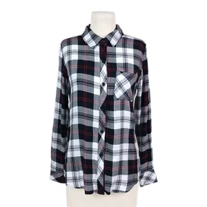 Rails Shirt Womens Small Hunter Plaid Button Up White Black Cherry Rusticcore - Picture 1 of 11