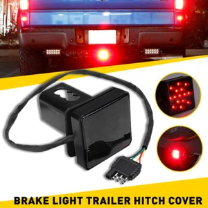 Smoked Lens 15-LED Brake Light DRL Trailer Hitch Cover Fit 2" Towing& Hauling - Picture 1 of 21