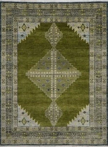 Oushak Hand Knotted Olive Green 4x6, 5x8, 6x9, 8x10, 9x12, 10x14, 12x15 Area Rug - Picture 1 of 8