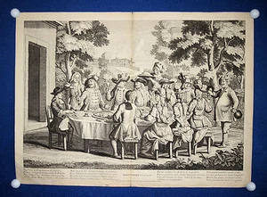 ROMAN COMIQUE Ragotin und Theatertruppe schöner grosser Kupferstich um 1720 - Bild 1 von 1
