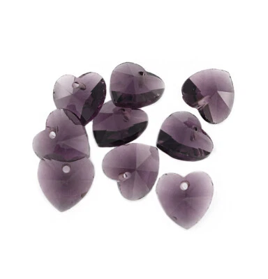Colgante corazón 10 cuentas amatista púrpura vidrio facetado 14 mm - BD1511 Foto 1 de 2