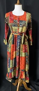 iipsa Prairie Patchwork Hippie Boho Gürtel Hi-Lo Midikleid Gr. 4 (36) Neu mit Etikett - Bild 1 von 13