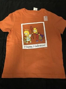 Old Navy Unisex Kid The Simpsons BartLisa Halloween Short Sleeve Shirt Orange XS - Picture 1 of 12