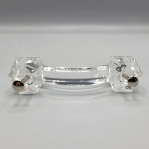 1 Clear Glass Handle Kitchen Cabinet Door Drawer Pull 3" Holes 4.25" Wide - Picture 1 of 12