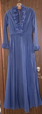 Vintage 90s VICTOR COSTA Dress Cocktail Party Formal XS Blue 26" Waist Long - Image 1 of 4