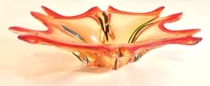 Vintage Hand Blown Murano 1960’s Orange Bon Bon Dish 11.5”x8” - Picture 1 of 4